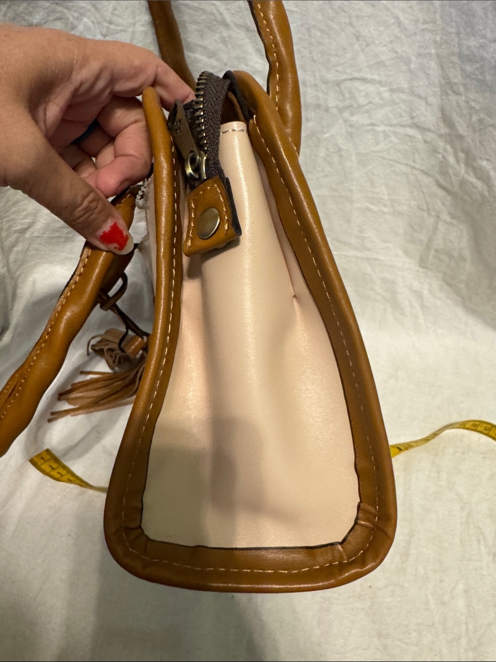 Patricia Nash Blush and Tan Floral Top-Handle Satchel - Picture 6 of 9